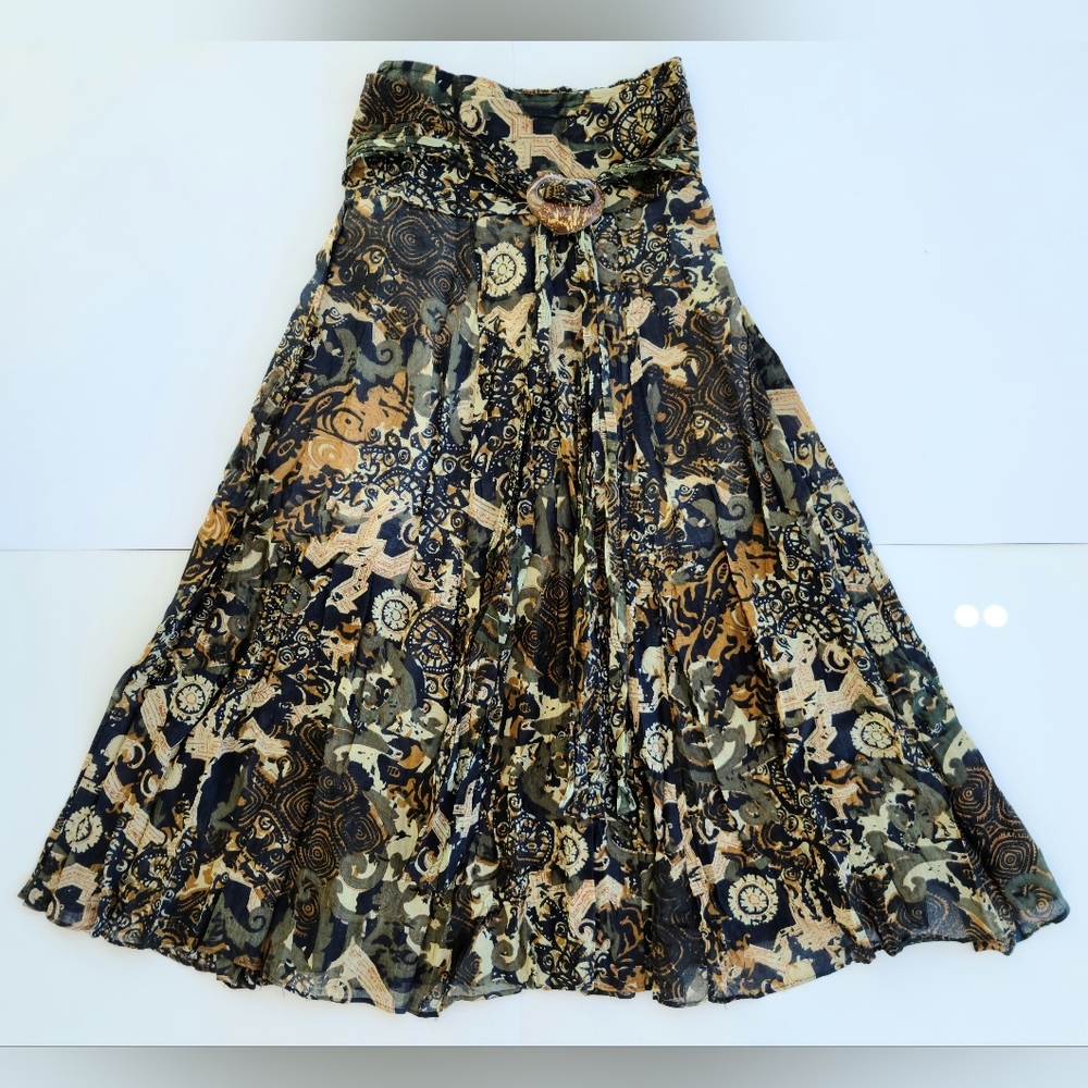 Skirt Boho Hippie Women Long Maxi Tie Size Small Medium Stretch Waist High